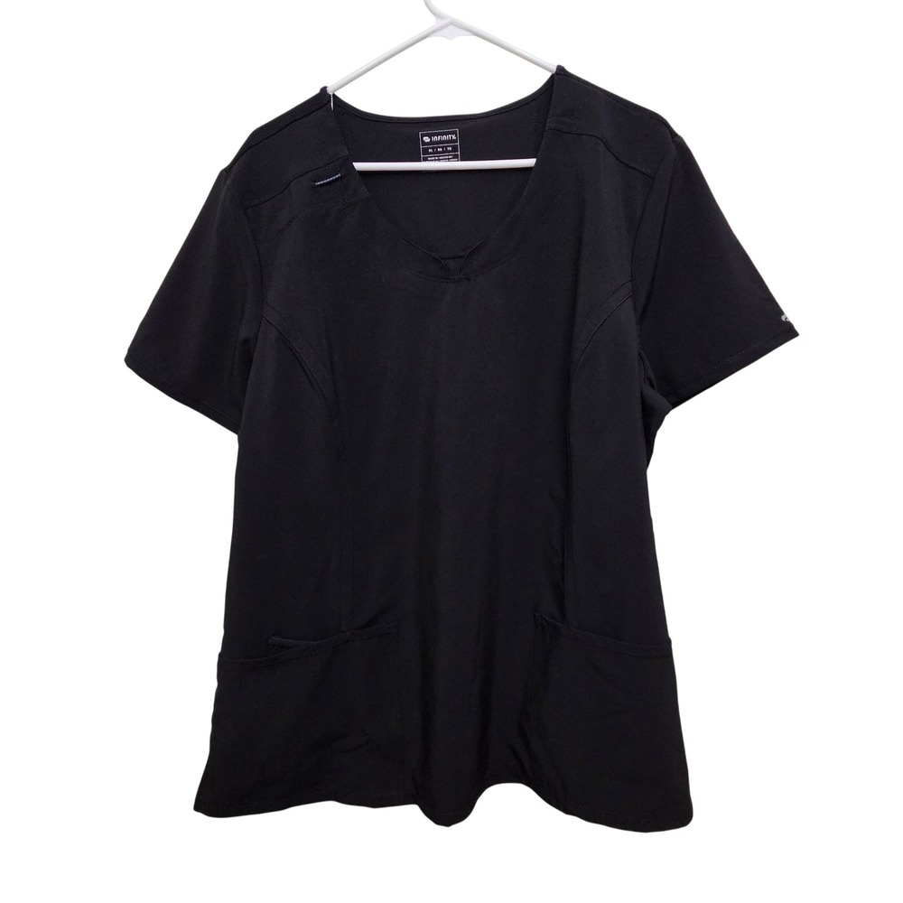 Infinity Scrub Top Womens XL Black V-Neck Moisture Wicking Odor Protection Work